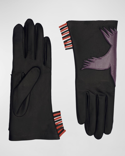 Shop Agnelle Freedom Classic Leather Gloves In Noir