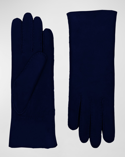 Shop Agnelle Denise Classic Suede Gloves In Jean