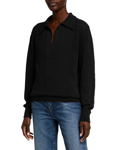 Shop Khaite Jo Cashmere Featherweight-knit Sweater In Black