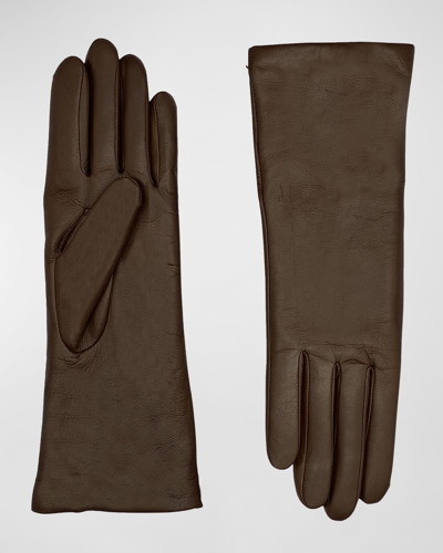 Shop Agnelle Classic Lambskin Leather Gloves In Whisky
