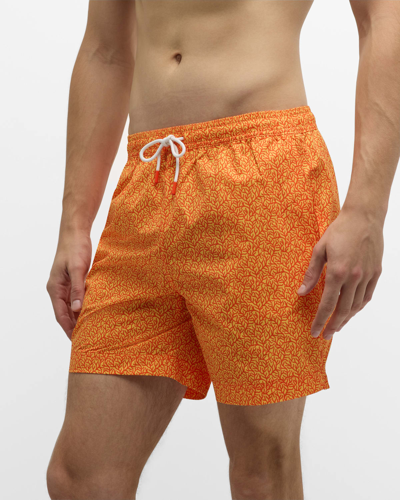 Shop Swims Men's Coral-print Quick-dry Swim Shorts In  Orange