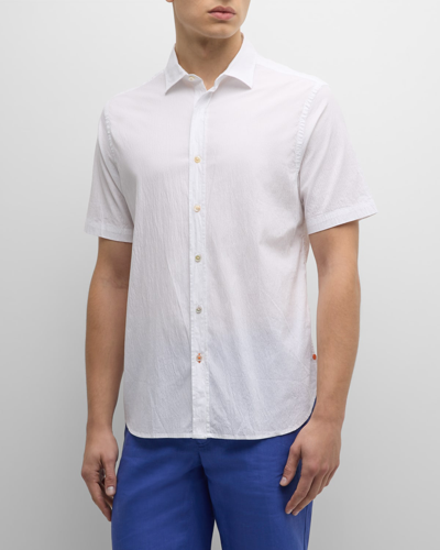 Shop Swims Men's Palermo Seersucker Short-sleeve Shirt In White