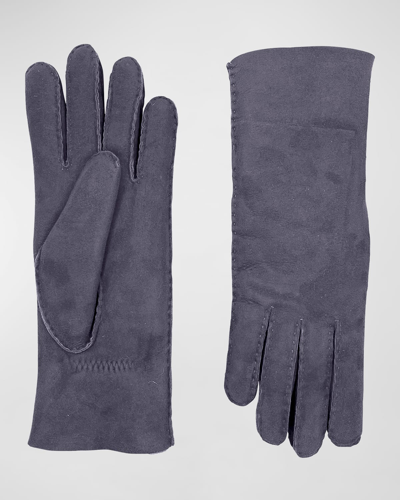 Shop Agnelle Denise Classic Suede Gloves In Bitume