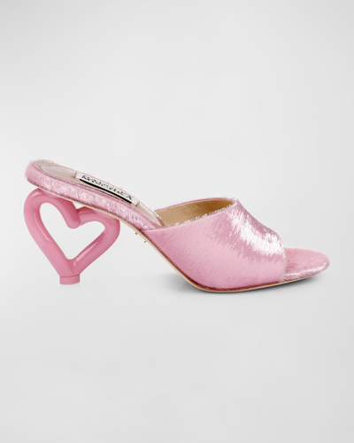 Shop Badgley Mischka Lucid Heart-heel Mule Sandals In Diamond Pink