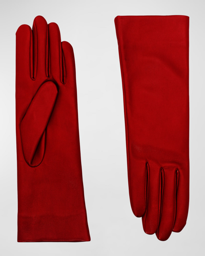 Shop Agnelle Classic Lambskin Leather Gloves In Cardinal2