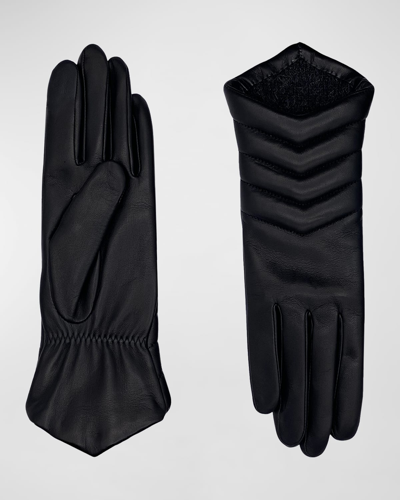Shop Agnelle Apoline Leather Gloves In Noir