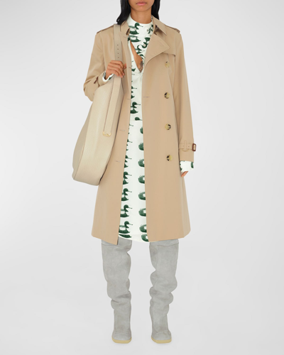 Burberry Kensington Organic Belted Double-breasted Long Trench Coat In Neutral