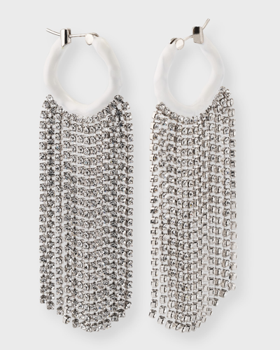 Shop Joanna Laura Constantine Crystal Shoulder Duster Wave Hoop Earrings In Silver