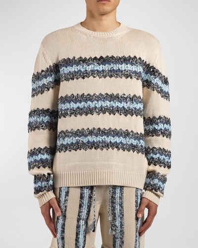 Shop Amiri Men's Baja Bandana Wool-cashmere Sweater In Blue Ala