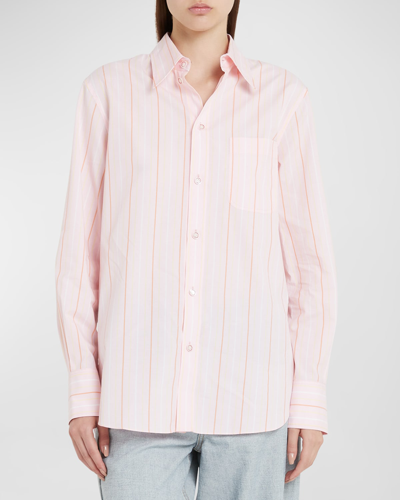 Shop Marni Classic Striped Button-front Shirt In Pink