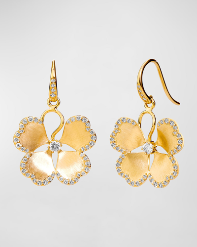 Shop Syna 18k Yellow Gold Jardin Flower Earrings With Diamonds In Champagne