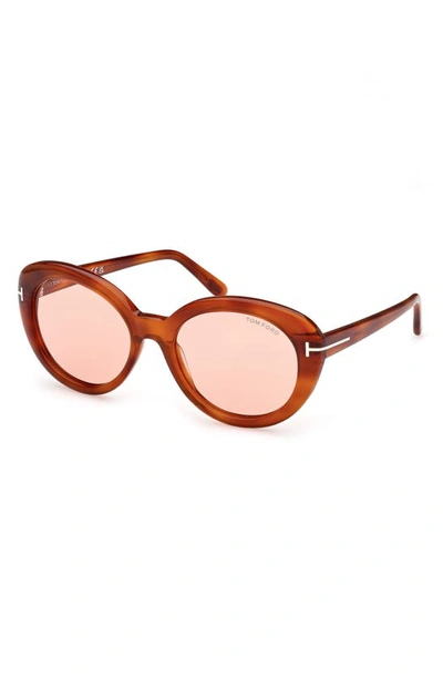 Shop Tom Ford Lily-02 55mm Tinted Cat Eye Sunglasses In Blonde Havana / Violet