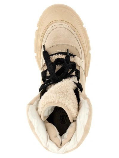 Shop Brunello Cucinelli Suede Fur Boots In White