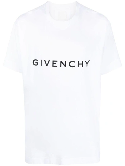 Shop Givenchy Logo Cotton Oversized T-shirt In White