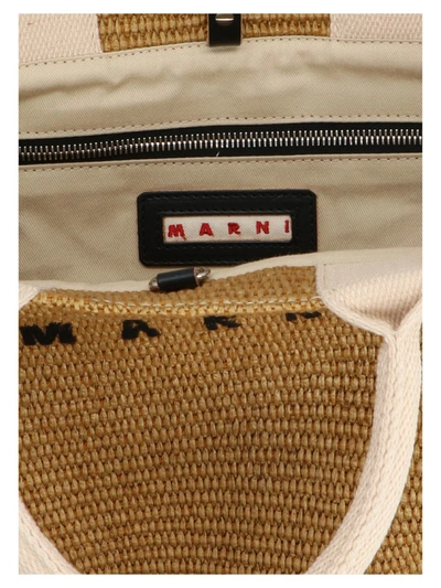 Shop Marni 'mini Tote' Shopping Bag In Beige