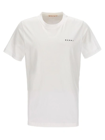 Shop Marni Logo Embroidery T-shirt In White
