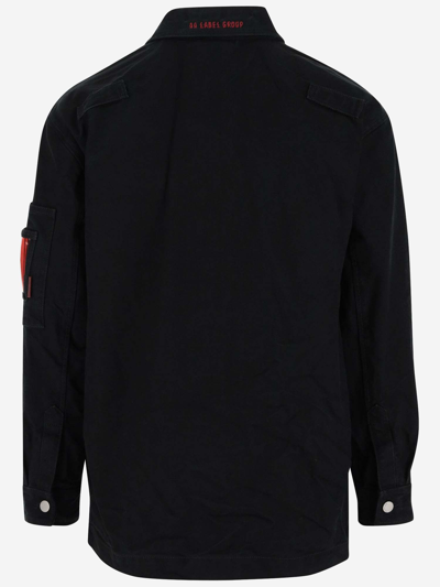 Shop 44 Label Group Cotton Denim Shirt With Logo In Black