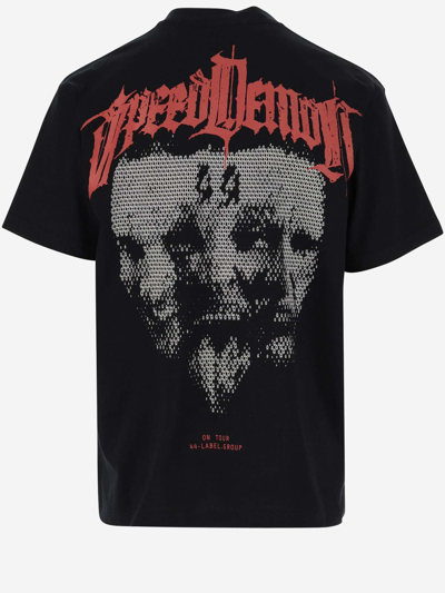 Shop 44 Label Group Cotton T-shirt With Graphic Print And Logo In Black + Speed Demon Print