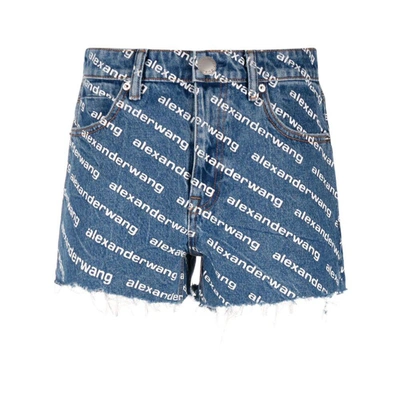 Shop Alexander Wang Shorts In Blue/white