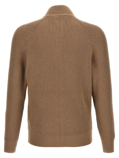 Shop Brunello Cucinelli Knit Cardigan In Beige