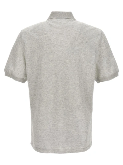 Shop Brunello Cucinelli Logo Print Polo Shirt In Gray