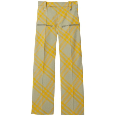 Shop Burberry Pants In Neutrals/yellow