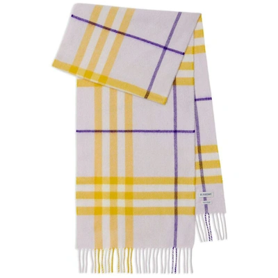 Shop Burberry Scarves In Purple/yellow