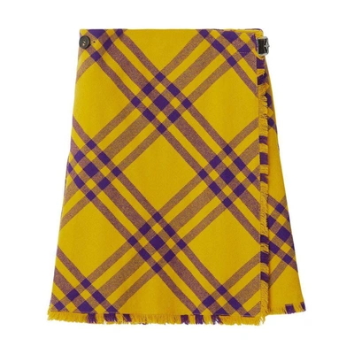 Shop Burberry Skirts In Yellow/purple