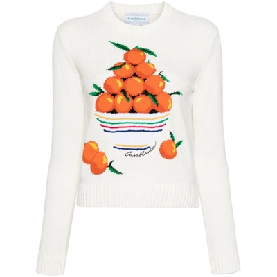 Shop Casablanca Sweaters In White/multicolour