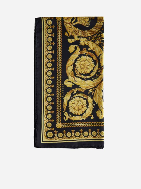 Versace Barocco-print silk scarf - Black