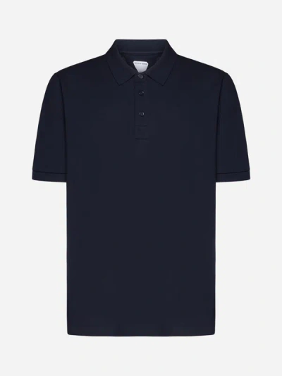 Shop Bottega Veneta Cotton Polo Shirt In Navy