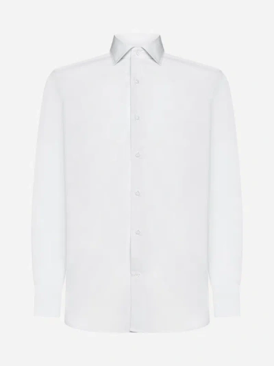Shop D4.0 Zephir Cotton Shirt In White