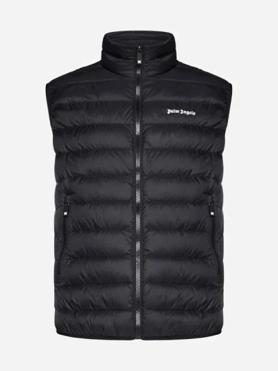 Shop Palm Angels Lightweight Quilted Nylon Down Vest In Black,off White