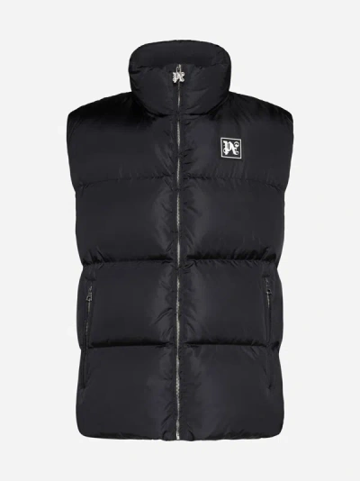 Shop Palm Angels Ski Quilted Nylon Down Vest In Black,white