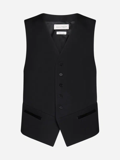 Shop Alexander Mcqueen Wool Waistcoat In Black