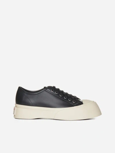 Shop Marni Pablo Leather Sneakers In Black