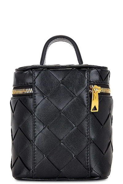 Shop Bottega Veneta North South Vanity Case Bag In Black & Gold