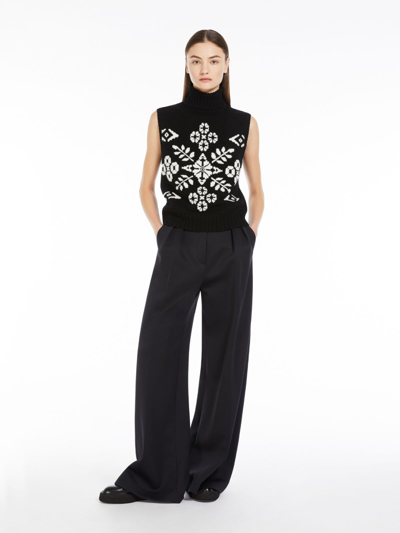 Max Mara Vivy Jacquard-knit Wool And Cashmere-blend Turtleneck Vest In Black