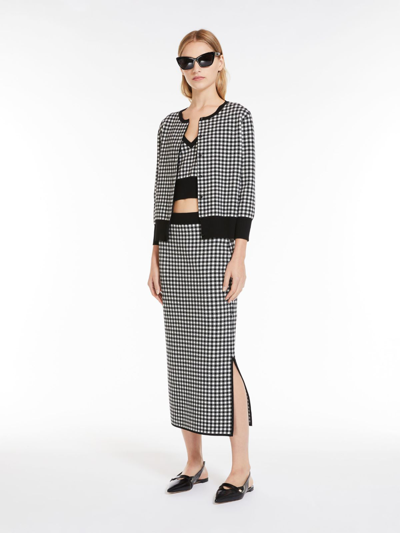 Max Mara Jacquard Viscose Cardigan In Black
