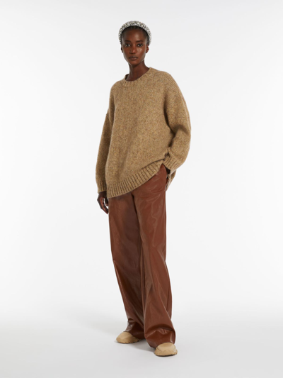 Shop Max Mara Oversized Mohair And Lurex Sweater In Gold