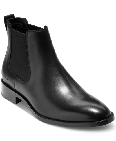 Shop Cole Haan Men's Hawthorne Leather Pull-on Chelsea Boots In Black,black Wr