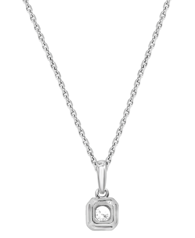 Shop Macy's Diamond Beaded Frame Solitaire 18" Pendant Necklace (1/4 Ct. T.w.) In 14k White Gold