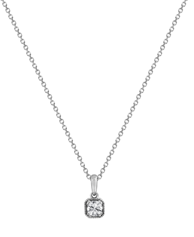 Shop Macy's Diamond Beaded Frame Solitaire 18" Pendant Necklace (1/4 Ct. T.w.) In 14k White Gold