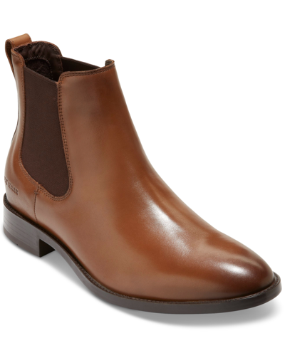 Shop Cole Haan Men's Hawthorne Leather Pull-on Chelsea Boots In Dark Chocolate,black Wr
