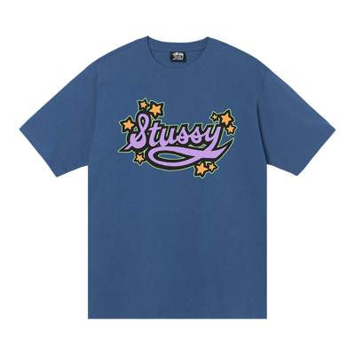 Pre-owned Stussy Star Script Tee 'midnight' In Blue