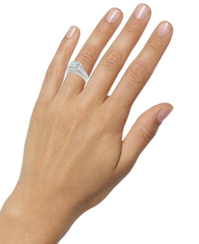 Macy's Diamond Halo Cluster Engagement Ring (1-1/2 Ct. T.w.) In 14k White Gold In White Gold