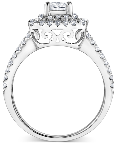 Macy's Diamond Princess Double Halo Bridal Set (1-1/2 Ct. T.w.) In 14k White Gold In White Gold