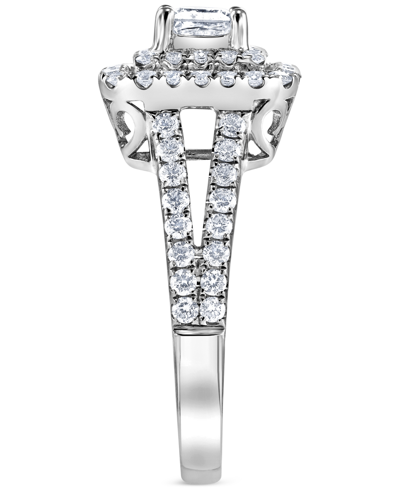 Macy's Diamond Princess Double Halo Bridal Set (1-1/2 Ct. T.w.) In 14k White Gold In White Gold