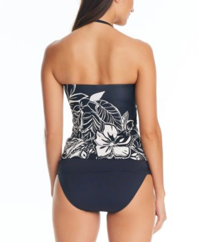 Shop Bleu By Rod Beattie Womens Ciao Bella Shirred Tankini Top Sarong Hipster Bikini Bottoms In Black