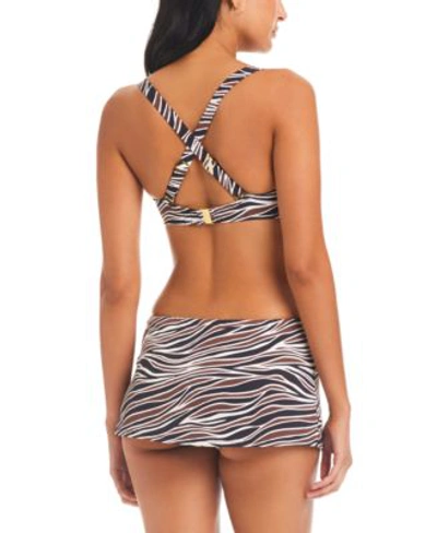 Shop Bleu By Rod Beattie Bleu Rod Beattie Animal Instinct Twist Front Bikini Top Swim Skirt In Pecan